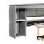Lit tapissier gris pleine grandeur avec tablettes de rangement intégrées, bureau, ports de chargement et lit gigogne pour la maison-2005729599