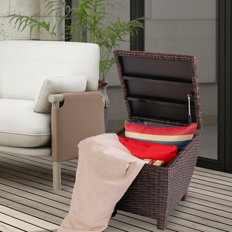 Petite boîte de rangement d'extérieur avec couvercle, Brun