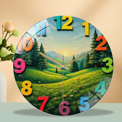 Grande horloge murale colorée pour décoration intérieure - Horloge murale moderne en verre 12 po