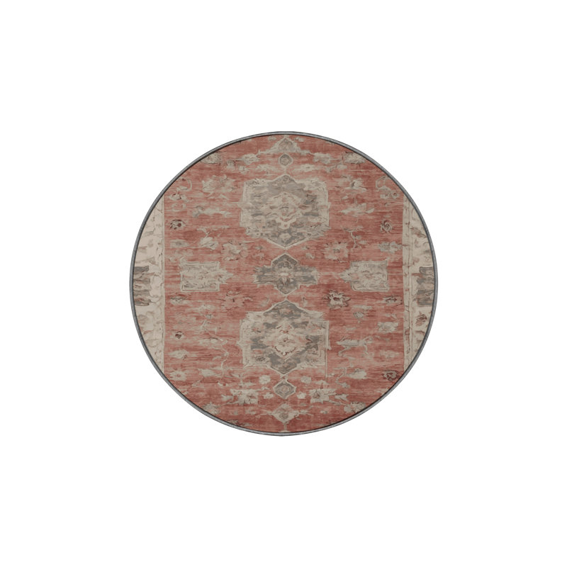 Tapis gris soyeux et moelleux, Rond 8 pi