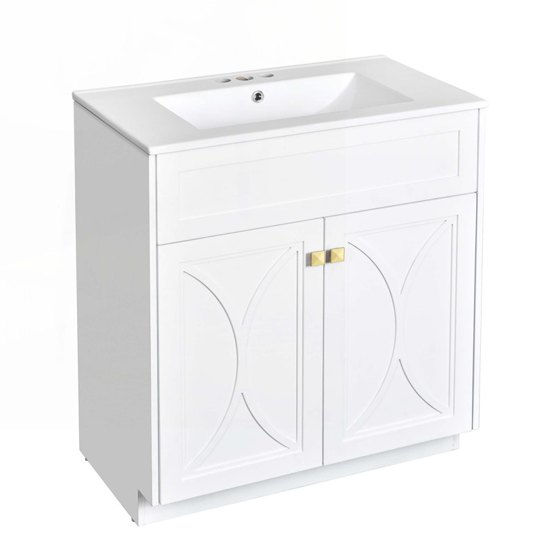 Meuble-lavabo 30 po avec lavabo en céramique, Blanc