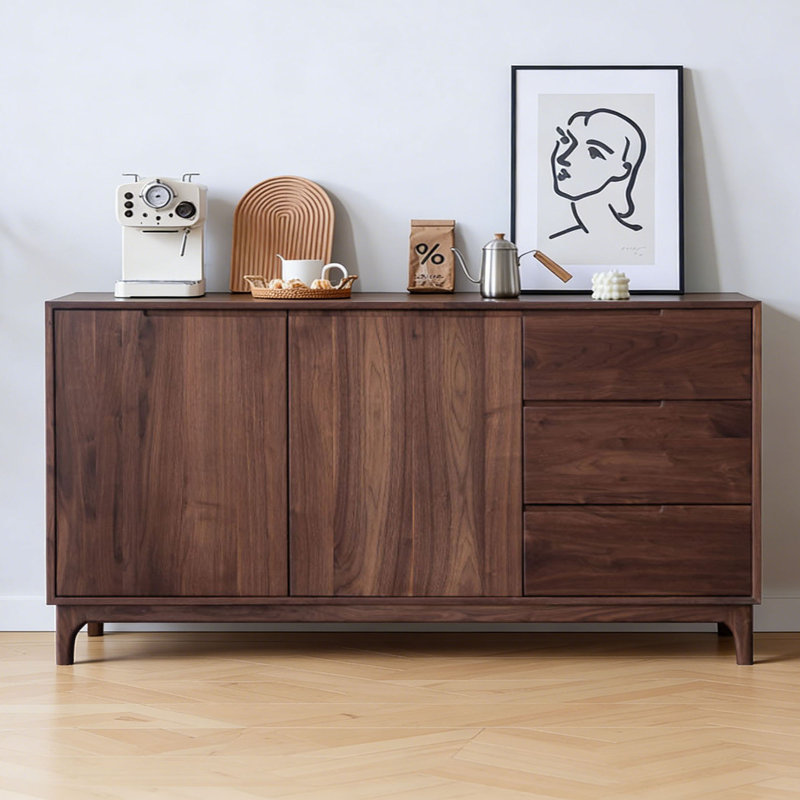 Buffet multifonctionnel en bois de noyer noir, H 35,43 po x l 70,86 po x P 15,74 po