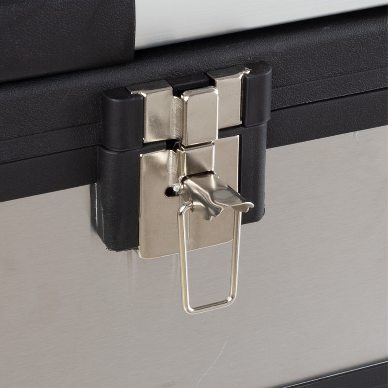 22-Inch Black and Silver Heavy Duty Plastic and Stainless Steel Tool Box