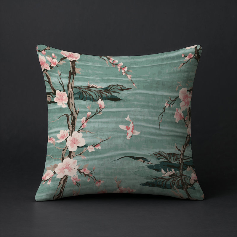 Coussin décoratif intérieur et extérieur Modern, Gris floral 4, Carré 18 po
