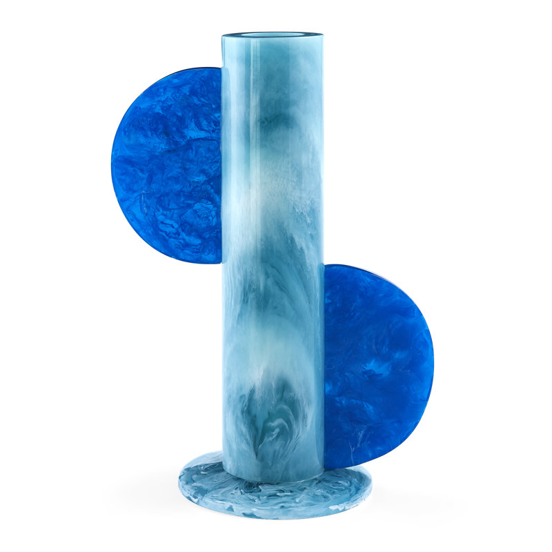 Blue Marbleized Acrylic Modern Table Vase