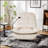 Ivory Reclining Lazy Chair With Mobile Phone Holder, Large Comfortable Reading And Swivel Gliding Rocking Chair, Gold-Stamped Velvet Upholstery-2060288168