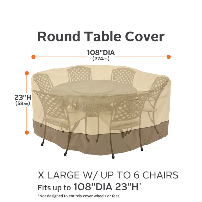 Outdoor Patio Dining Set Cover, 23" H x 108" W x 108" D