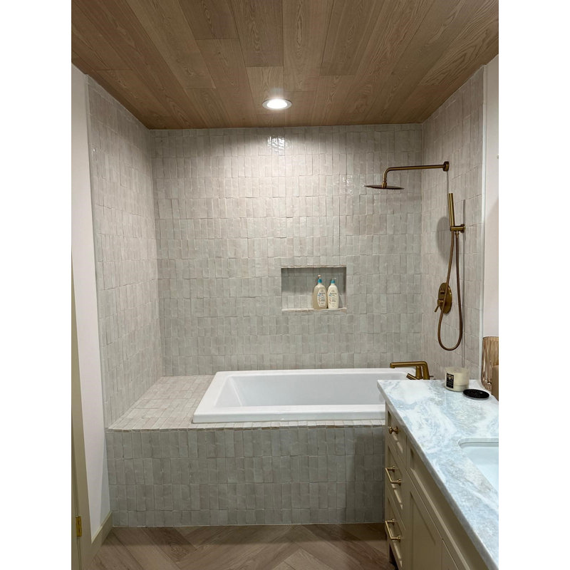 Zellige 2 in. x 6 in. Glossy Tile, Snow White