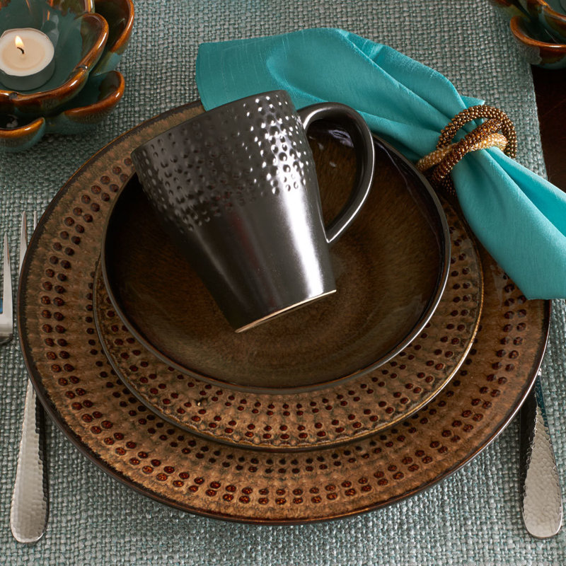 Pfaltzgraff Cambria 16-Piece Stoneware Dinnerware Set, Service for 4, Brown