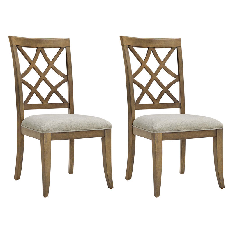 Ensemble de 2 chaises de salle à manger rembourrées à cadre en bois, Brun