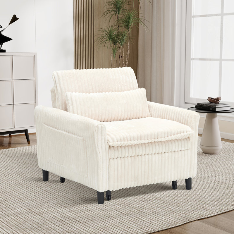 Fauteuil d'appoint rembourré convertible l 32,26 po, Beige