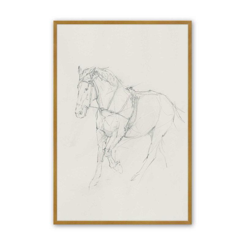 Reproduction d'art sur toile Bridled Horse, Impression sur cadre ouvert sans papier mat, H 16 po x l 12 po, Doré