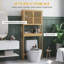 Armoire de rangement en bambou au-dessus de la toilette, organisateur de salle de bain au-dessus de la toilette avec portes à lattes, tablette réglable et tablette ouverte, naturel
