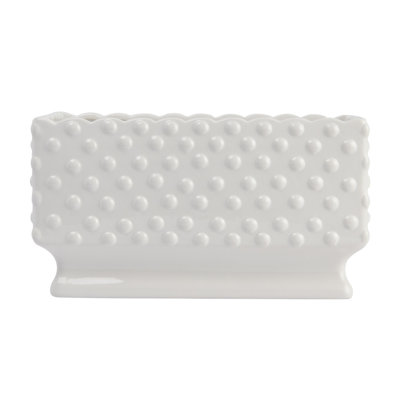 Ceramic Hobnail Planter with Scalloped Edge and Polka Dots