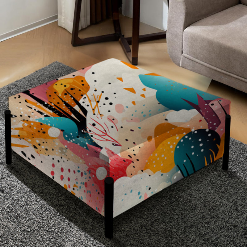 Futuristic Ink Splash en multicolore - grand repose-pieds carré abstrait
