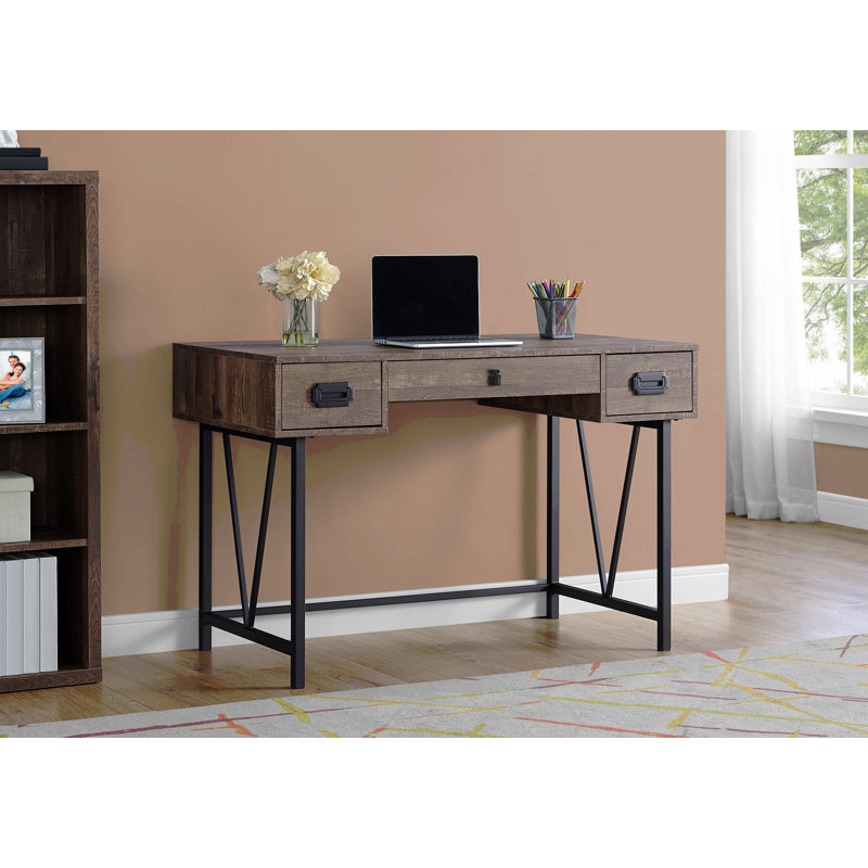 Bureau d'ordinateur, bureau personnel, ordinateur portable, tiroirs de rangement, L 48 po, stratifié de travail, métal, transitionnel