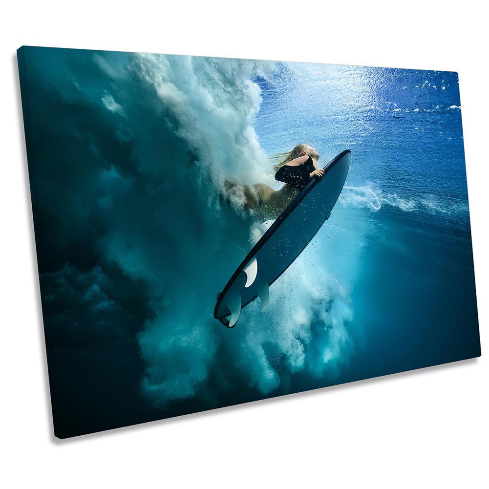 Surfer Surf Board Wave - Wrapped Canvas Art Prints