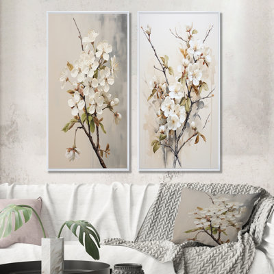 White Apple Blossom Whispers - Apple Blossom Wall Decor Set Of 2