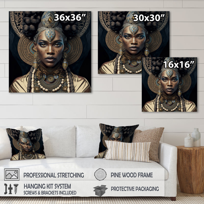 «Maspeth Tribal African Woman II», reproduction d'art sur toile encadrée, H 24 po x l 24 po, Toile tendue, Sans cadre