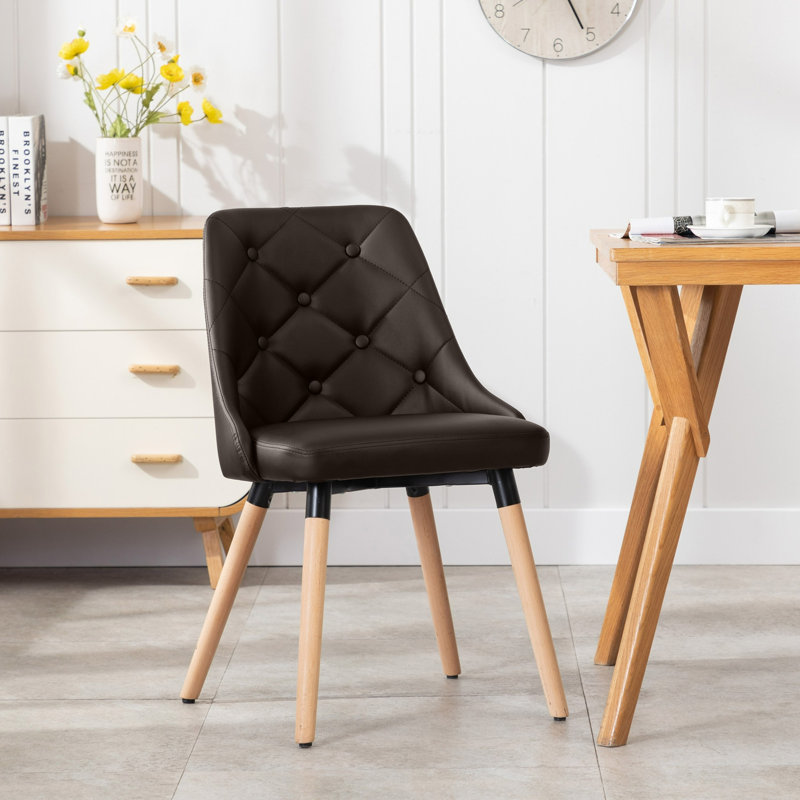 Chaise d'appoint rembourrée Pollark, Brun