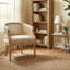 Mid Century Rattan Upholstered Solid Wood Accent Chair