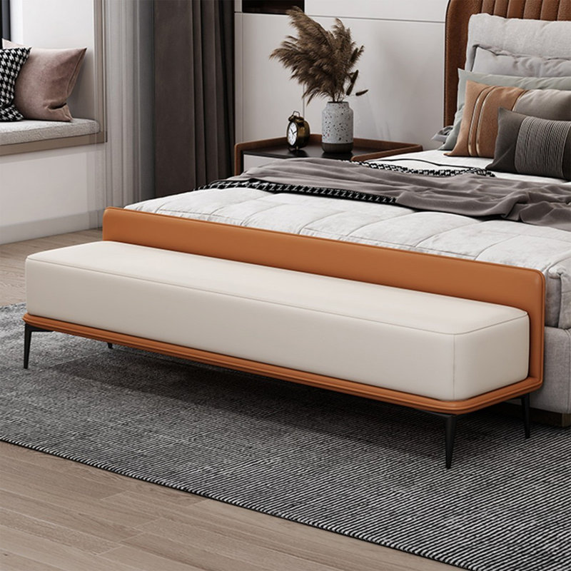Banc rembourré orange, H 20,47 po x l 68,9 po x P 15,75 po, Orange