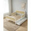 Lit plateforme double en rotin et bois avec 2 tiroirs de rangement, tête de lit et pied de lit pour enfants-129742311
