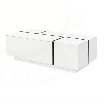 47.2''-72.7'' Extendable Gorden, Multi-Functional Gorden with High-Gloss Finish, Gorden with 2 Hidden Storage Space and 2 Drawers for Living Room