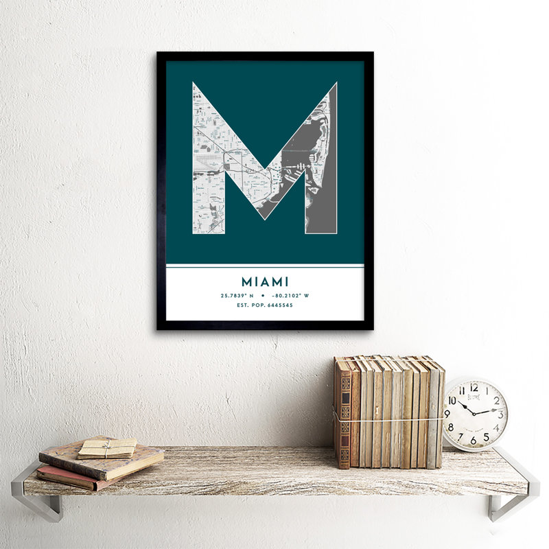 Miami Florida United States City Map - Single Picture Frame Typography