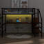 Metal Full Loft Bed With Wardrobe And LED Light-551517334