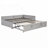 Full Size L-Shaped Upholstered Daybed with Twin Trundle, Stylish Stripes, No Box Spring Needed, Gray-1450109623