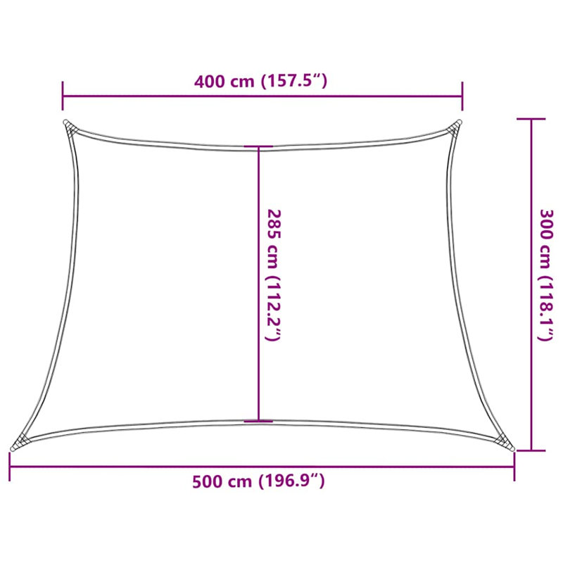 5m x 3m Trapezium Shade Sail, Orange