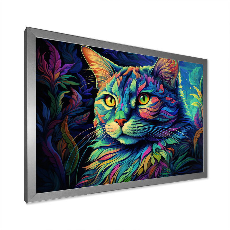 Magical Cat Grace - impression, H 30 po x l 40 po x P 1,5 po, Cadre simple argenté