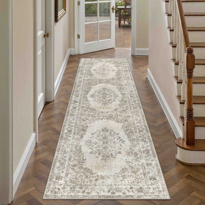Stella Machine Washable Oriental Area Rug With Non-Slip Backing