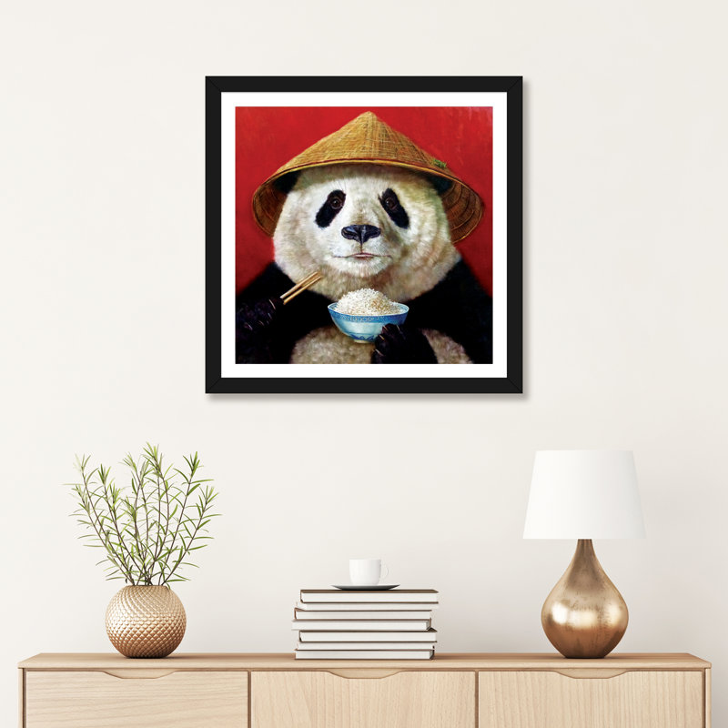 Panda, art encadré, H 16 po x l 16 po x p 1 po, Papier encadré noir