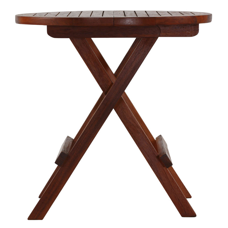 Magdy Round Teak Outdoor Folding Side Table