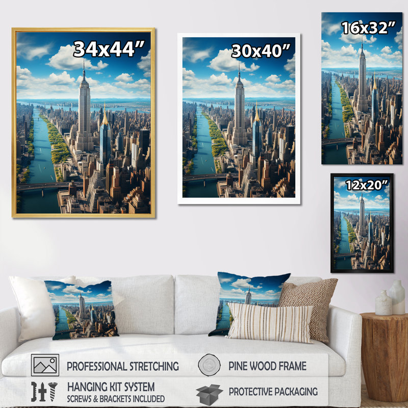 «Carmagrim New York City City», reproduction sur toile, H 40 po x l 30 po x P 1,5 po, Cadre flottant noir