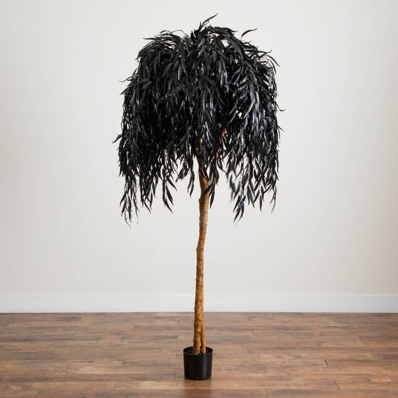 Artificial Halloween Black Willow Tree, 72" H x 38" W x 38" D