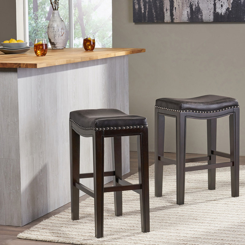 Tabouret de comptoir clouté Tiffin, Gris anthracite