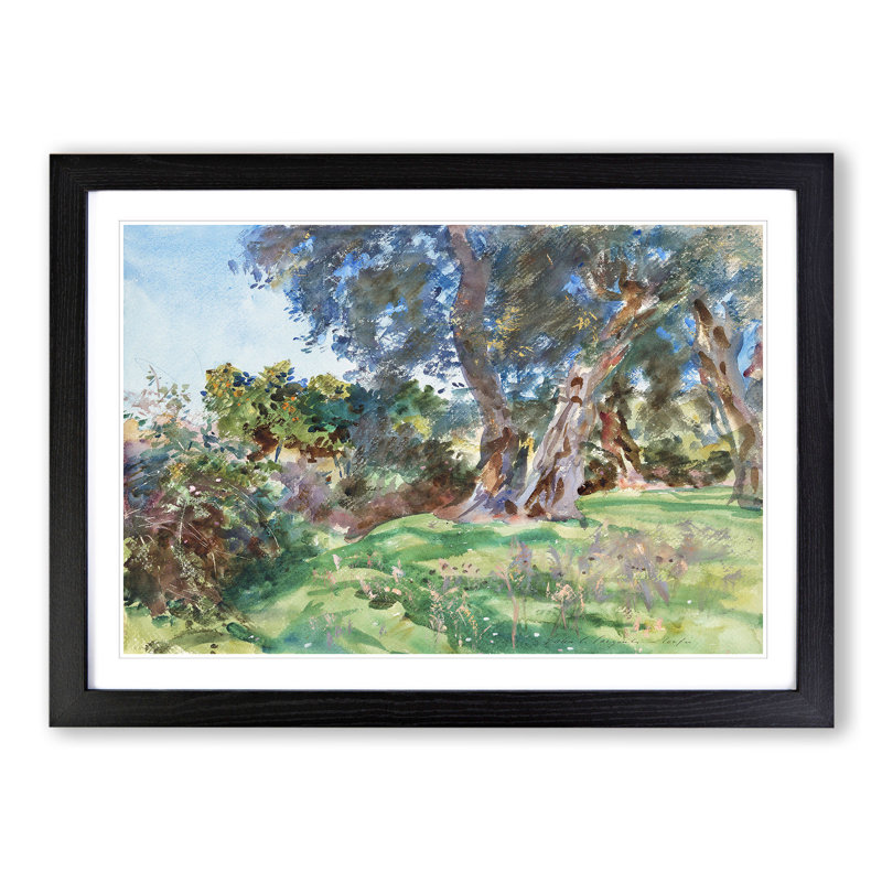 Olive Trees by John Singer Sargent - Picture Frame Painting, 27cm H x 36cm W x 2cm D, Black Framed