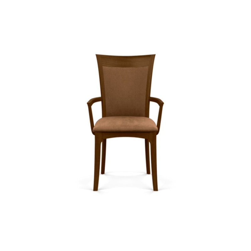 Morgan Upholstered Arm Chair, Natural Walnut, Microseude Onyx