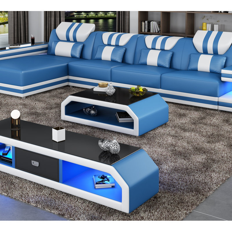 Lightspeed Coffee Table, Blue/White