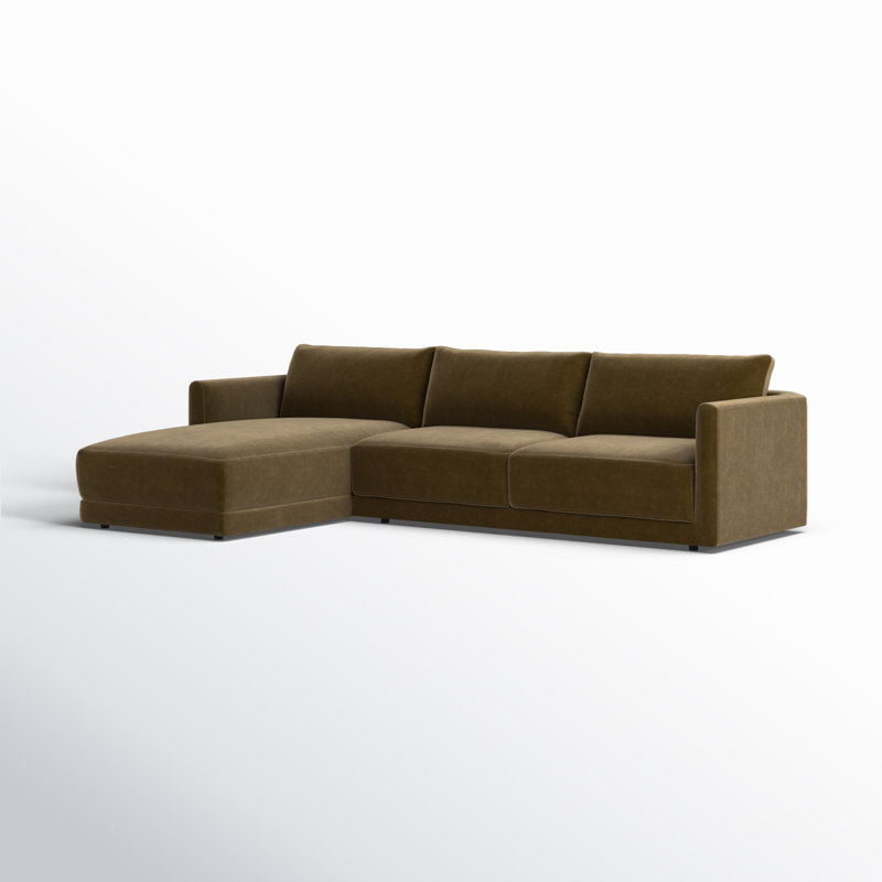 Bryn Upholstered Sectional, Moss Olive Green Performance Chenille, Left Hand Facing