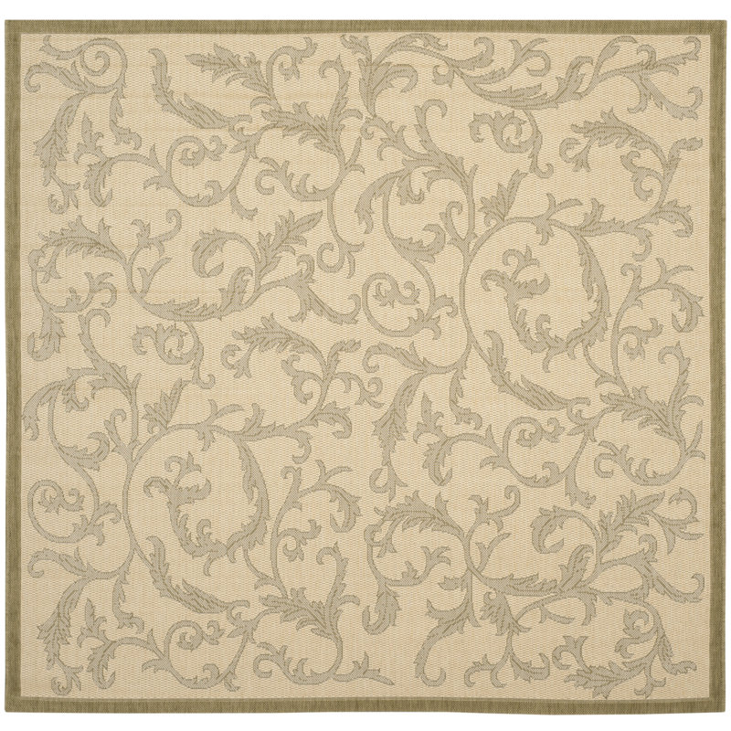 Herefordshire Performance Floral Indoor/Outdoor Area Rug, Square 6'7"