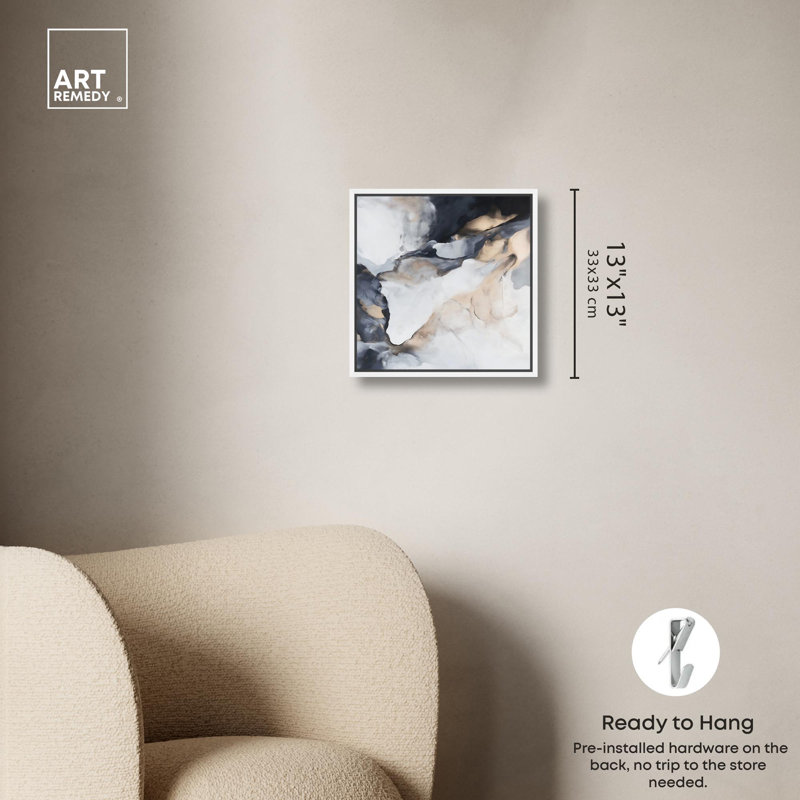 «Blanure I Canvas Neutral Abstracts» par Art Remedy, Cadre flottant blanc, H 13 po x l 13 po x P 1,8 po