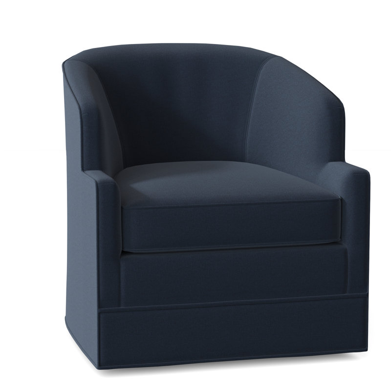 Manning 29" Wide Swivel Barrel Chair, 8789 Indigo 100% Polyester