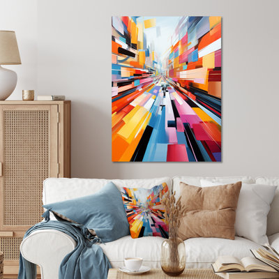 «Cubisme coloré en spirale de vitesse I», art mural abstrait en métal