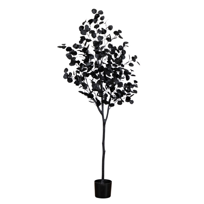 Arbre d'eucalyptus artificiel noir d'Halloween, H 72 po x l 26 po x P 26 po