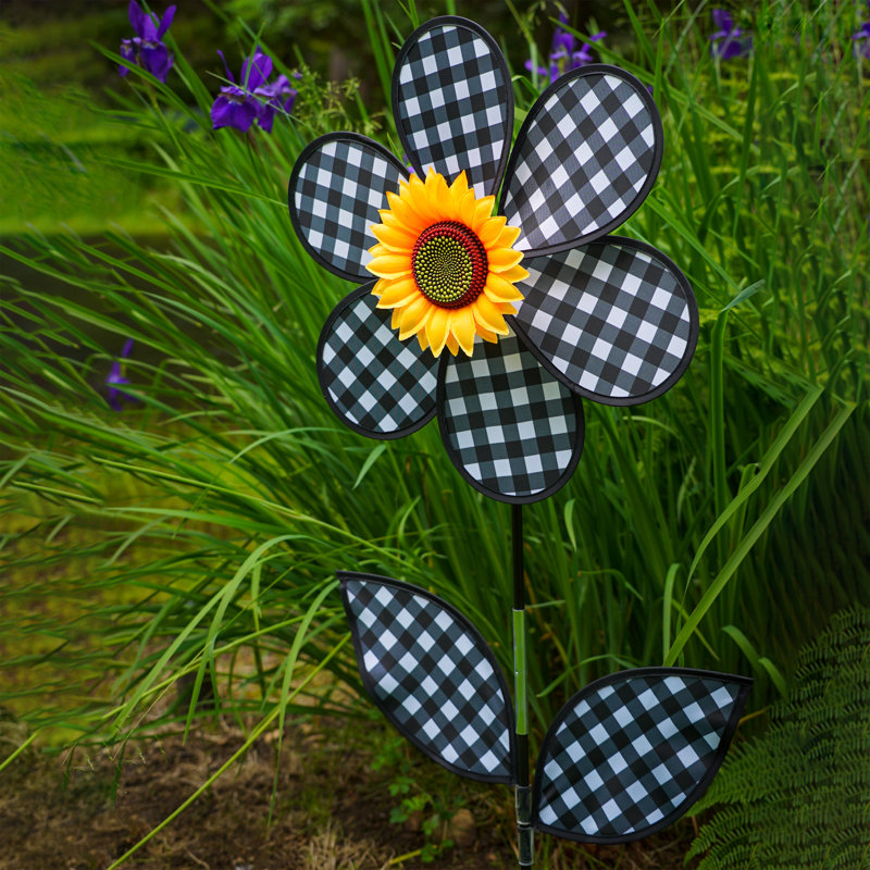 16-Inch Gingham Sunflower Spinner