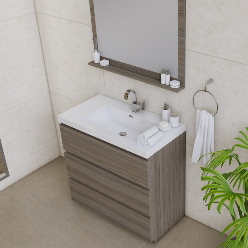 Ensemble de meuble-lavabo simple 36 po Arjina, Gris